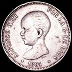Spanje. Alfonso XIII. 5 Pesetas Madrid, 1891*91 PGM (Zonder