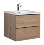 Badkamermeubel Set Angela 60cm Kastanje Eiken Badmeubel, Huis en Inrichting, Badkamer | Badkamermeubels, Verzenden, Nieuw