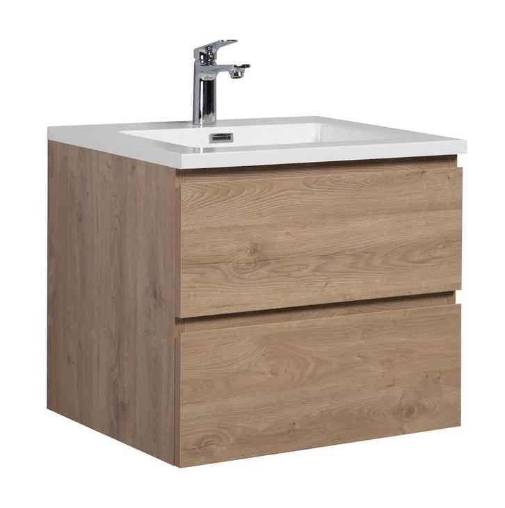 Badkamermeubel Set Angela 60cm Kastanje Eiken Badmeubel, Huis en Inrichting, Badkamer | Badkamermeubels, Nieuw, Verzenden