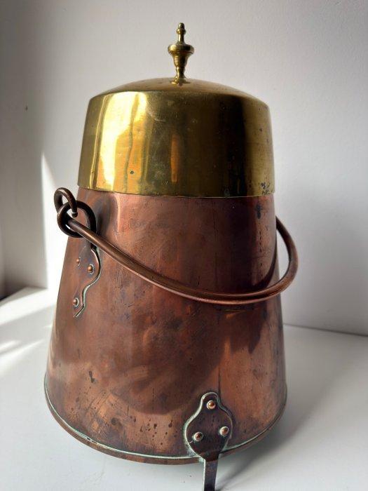 Emmer - Verguld messing - doofpot emmer brandblusser, Antiquités & Art, Curiosités & Brocante