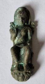 Khmer antique Bronze Plaque de talisman Bouddha assis XS -, Antiek en Kunst