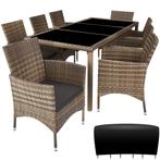 tectake Wicker zitgroep 8+1 met beschermhoes - natuur/donker, Tuin en Terras, Tuinsets en Loungesets, Verzenden, Nieuw