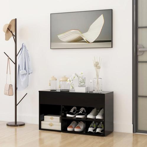 vidaXL Schoenenbank 80x30x45 cm bewerkt hout zwart, Huis en Inrichting, Kasten | Schoenenkasten, Nieuw, Verzenden