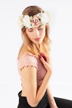 Bloemenkrans Haar Pioenrozen Wit Creme Lichtroze Bloemen Haa, Ophalen of Verzenden, Nieuw