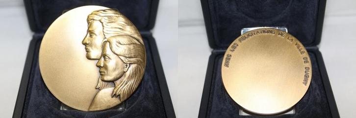 France Hochzeitsmedaille Bronze Pichard, Postzegels en Munten, Penningen en Medailles, Verzenden