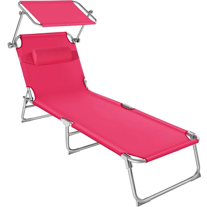 tectake Ligbed 4-niveaus met hoofdkussen - pink, Tuin en Terras, Tuinsets en Loungesets, Verzenden