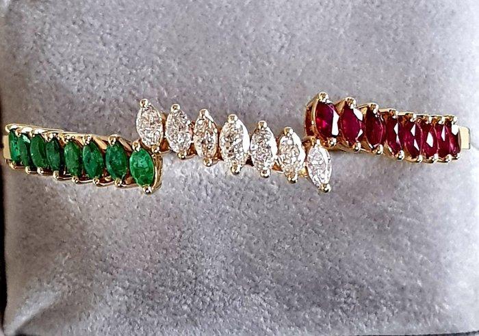 Manchetarmband - 18 karaat Geel goud Diamant (Natuurlijk), Handtassen en Accessoires, Antieke sieraden