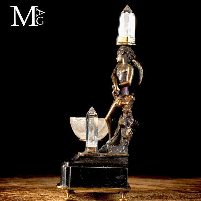 Antiek bronzen beeld - Kwartsbeker en punten - Zwarte, Antiek en Kunst, Curiosa en Brocante