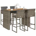 vidaXL 5-delige Tuinbarset met kussens poly rattan acacia, Tuin en Terras, Verzenden, Nieuw
