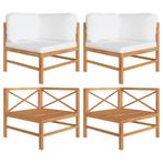 vidaXL Canapés d'angle 2 pcs avec coussins crème Bois de tec
