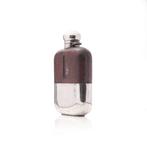 Antique English Hip Flask with Leather, Glass, and