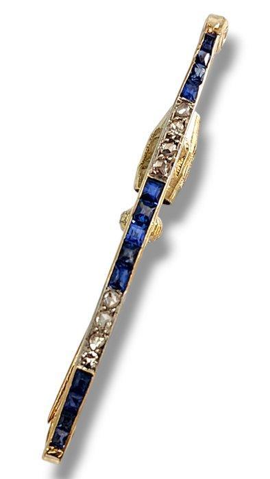 Broche - 18 carats Or jaune, Broche ancienne Art Déco en, Handtassen en Accessoires, Antieke sieraden
