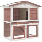 vidaXL Konijnenhok voor buiten met 3 deuren hout bruin, Animaux & Accessoires, Rongeurs & Lapins | Cages & Clapiers, Verzenden