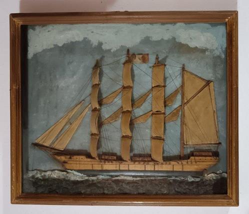 Diorama de navire - Bois, Antiek en Kunst, Curiosa en Brocante