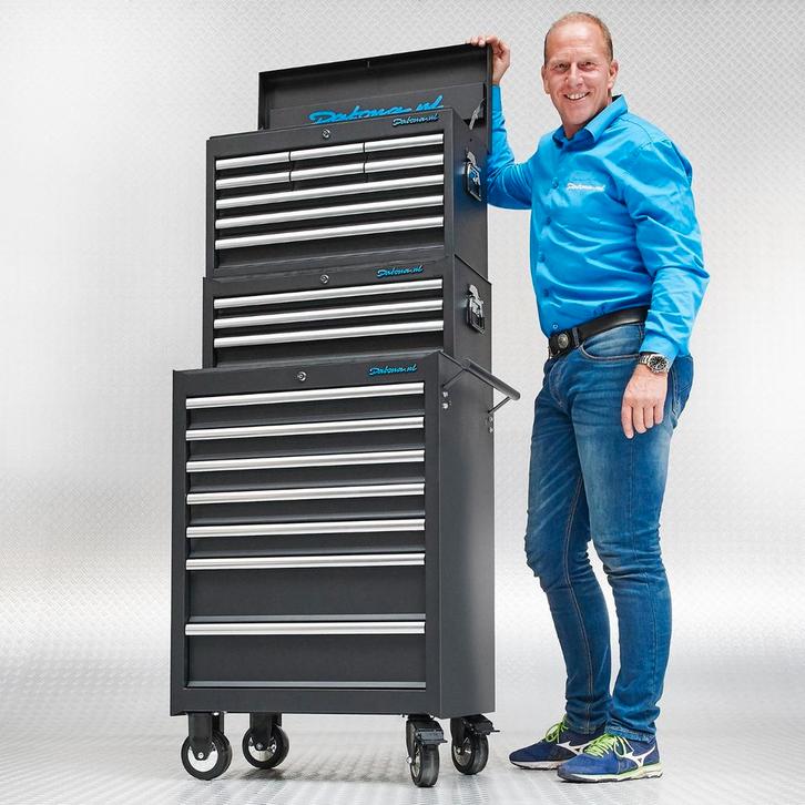 Datona Gereedschapswagen set 19 laden - zwart - Datona, Doe-het-zelf en Bouw, Gereedschapskisten, Ophalen of Verzenden
