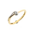 Bicolor gouden solitair ring met zirconia (witgoud), Handtassen en Accessoires, Ringen, 18 tot 19, Gebruikt, Overige kleuren, Ophalen of Verzenden