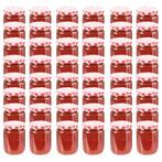 vidaXL Jampotten met wit met rode deksels 48 st 230 ml glas, Verzenden, Nieuw