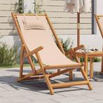 vidaXL Strandstoel inklapbaar massief eucalyptushout en stof, Tuin en Terras, Tuinstoelen, Verzenden, Nieuw