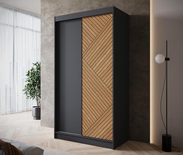 Kledingkast 120cm zwart Schuifdeuren - Garderobekast, Huis en Inrichting, Kasten | Overige, Nieuw, Verzenden