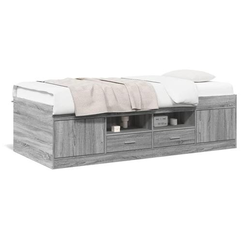 vidaXL Slaapbank met lades 90x190 cm bewerkt hout grijs, Maison & Meubles, Chambre à coucher | Lits, Envoi