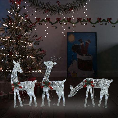 vidaXL Famille de rennes de Noël 270x7x90 cm Blanc Blanc, Diversen, Kerst, Verzenden