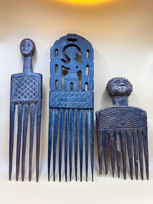 Peigne (3) - Bois - petits Africains, Antiek en Kunst, Kunst | Niet-Westerse kunst