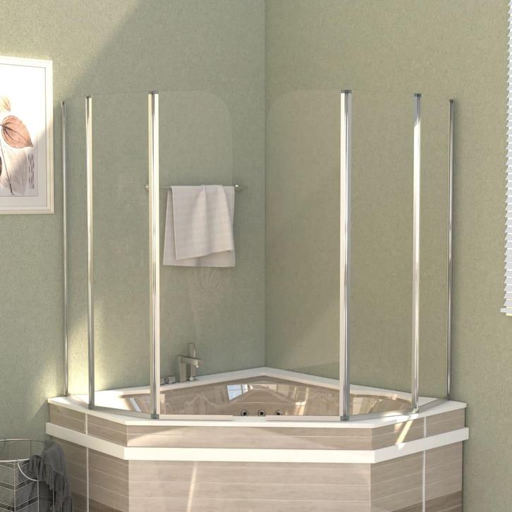 vidaXL Badwanden 2 st 104x130 cm gehard glas transparant, Doe-het-zelf en Bouw, Sanitair, Nieuw, Verzenden