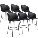 tectake Barkruk Luana, met rugleuning, fluweellook - zwart/z, Huis en Inrichting, Verzenden, Nieuw