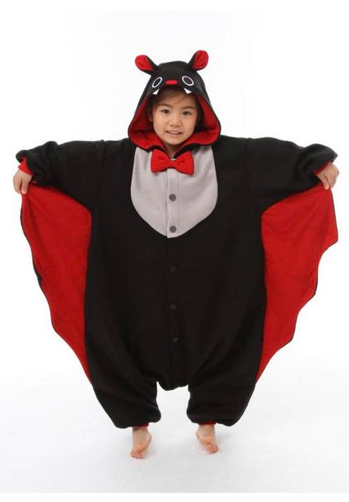 Onesie Vleermuis Pak 128-134 Vleermuispak Kostuum Zwart Rood, Kinderen en Baby's, Carnavalskleding en Verkleedspullen, Nieuw, Ophalen of Verzenden