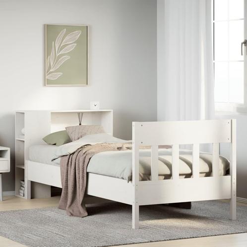 vidaXL Bed met boekenkast zonder matras grenenhout wit, Huis en Inrichting, Slaapkamer | Bedden, Nieuw, Verzenden