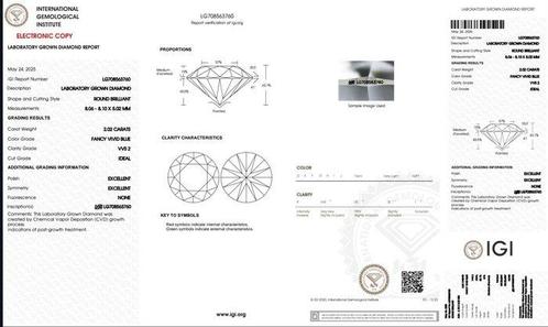 Ring Platina - 2.44ct. tw. Blauw Diamant (Fancy gekleurde,, Handtassen en Accessoires, Ringen