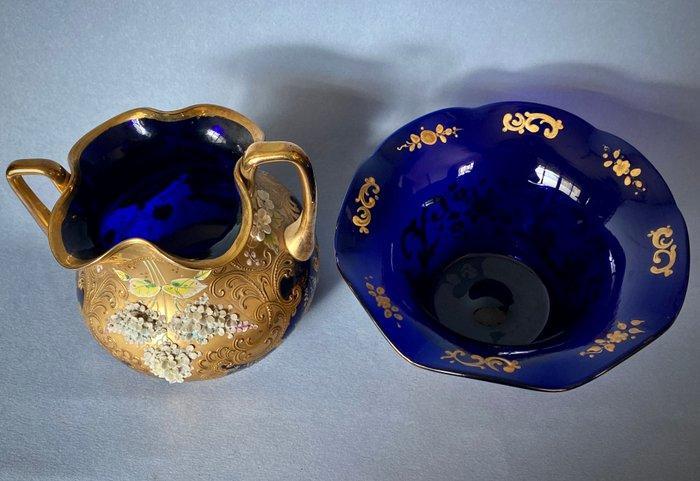 Doratura a pennello e incisione, smalti policromi a fuoco -, Antiek en Kunst, Antiek | Glaswerk en Kristal