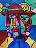 Elena Khmeleva (1966) - Dame au grand chapeau rouge, Antiquités & Art, Art | Peinture | Moderne