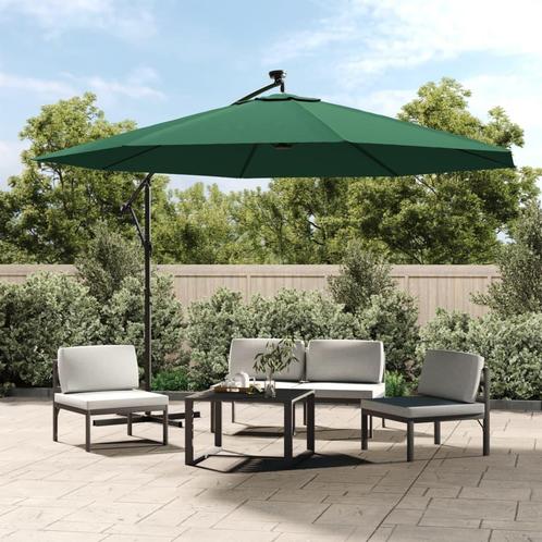 vidaXL Zweefparasol met LED-verlichting en metalen paal 350, Tuin en Terras, Parasols, Nieuw, Verzenden