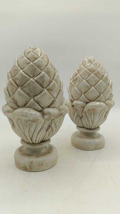 sculptuur, Coppia di pigne francesi - 24 cm - marmerstof, Antiek en Kunst, Curiosa en Brocante
