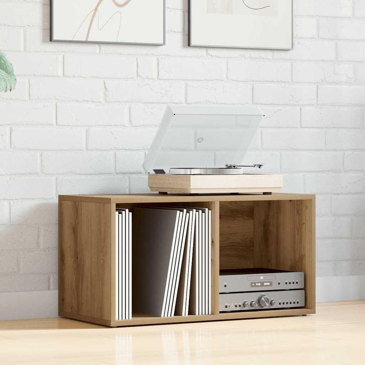 vidaXL LP Opbergbox 69,5x34x36 cm bewerkt hout artisanaal, Huis en Inrichting, Woonaccessoires | Cd- en Dvd-rekken, Nieuw, Verzenden