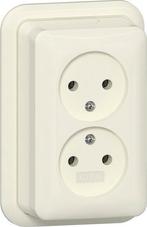 Gira Dubbele Stopcontact 16A 250V Opbouw Wit - 479110, Doe-het-zelf en Bouw, Elektriciteit en Kabels, Verzenden, Nieuw