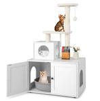 Tweedekans | Costway 2-in-1 Houten Kattenbak - met, Dieren en Toebehoren, Katten-accessoires, Ophalen of Verzenden, Nieuw