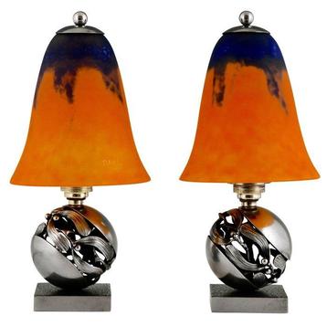 Daum Frères - Edgar Brandt - Lampe (2) - Paire de lampes Art, Antiek en Kunst