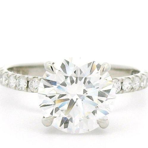 Zonder Minimumprijs - Ring Platina -  3.16ct. tw. Diamant, Handtassen en Accessoires, Ringen