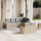 vidaXL 10-delige Loungeset met kussens poly rattan beige, Tuin en Terras, Verzenden, Nieuw, Loungeset