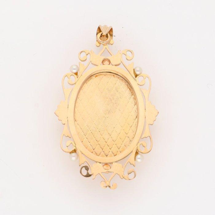 Hanger - 18 karaat Geel goud - Parel - Turkoois, Handtassen en Accessoires, Antieke sieraden