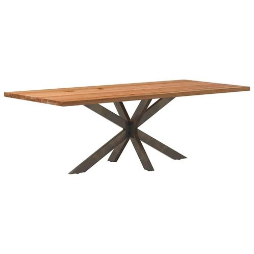 vidaXL Eettafel rechthoekig 220x100x74 cm massief eikenhout, Huis en Inrichting, Tafels | Eettafels, Nieuw, Verzenden