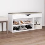 vidaXL Schoenenbank met kussen 104x30x49 cm bewerkt hout wit, Verzenden, Nieuw