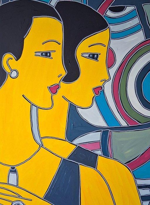 Patricia Kleyman - Portrait Art Déco, Elégante devant le, Antiek en Kunst, Kunst | Designobjecten