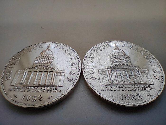 Frankrijk. 100 Francs 1982 Panthéon (lot de 2 monnaies), Postzegels en Munten, Munten | Europa | Euromunten