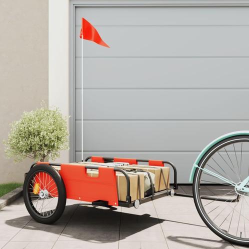 vidaXL Fietstrailer oxford stof en ijzer oranje, Fietsen en Brommers, Fietsaccessoires | Aanhangwagens en Karren, Nieuw, Verzenden