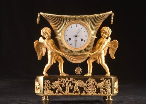 Slingerklok Empire Brons - 1800-1850 - Empire-pendule met, Antiek en Kunst, Antiek | Klokken