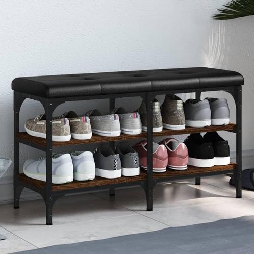 vidaXL Schoenenbank 82x32x47 cm bewerkt hout bruin, Huis en Inrichting, Overige Huis en Inrichting, Nieuw, Verzenden