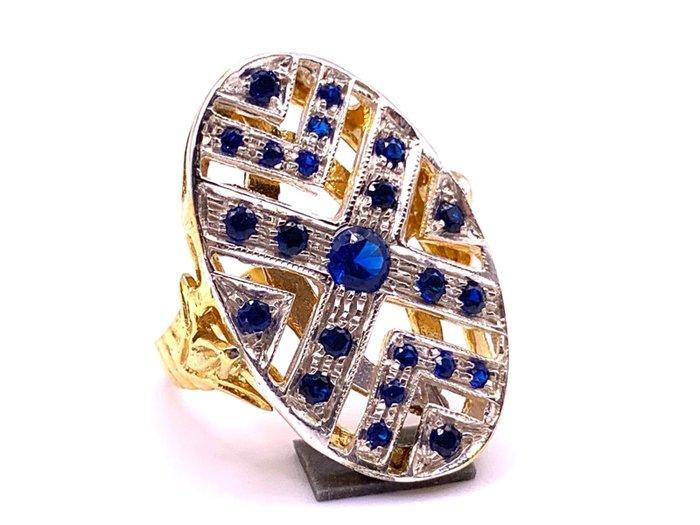 Zonder Minimumprijs - Cocktailring - 9 kt. Geel goud, Zilver, Handtassen en Accessoires, Antieke sieraden